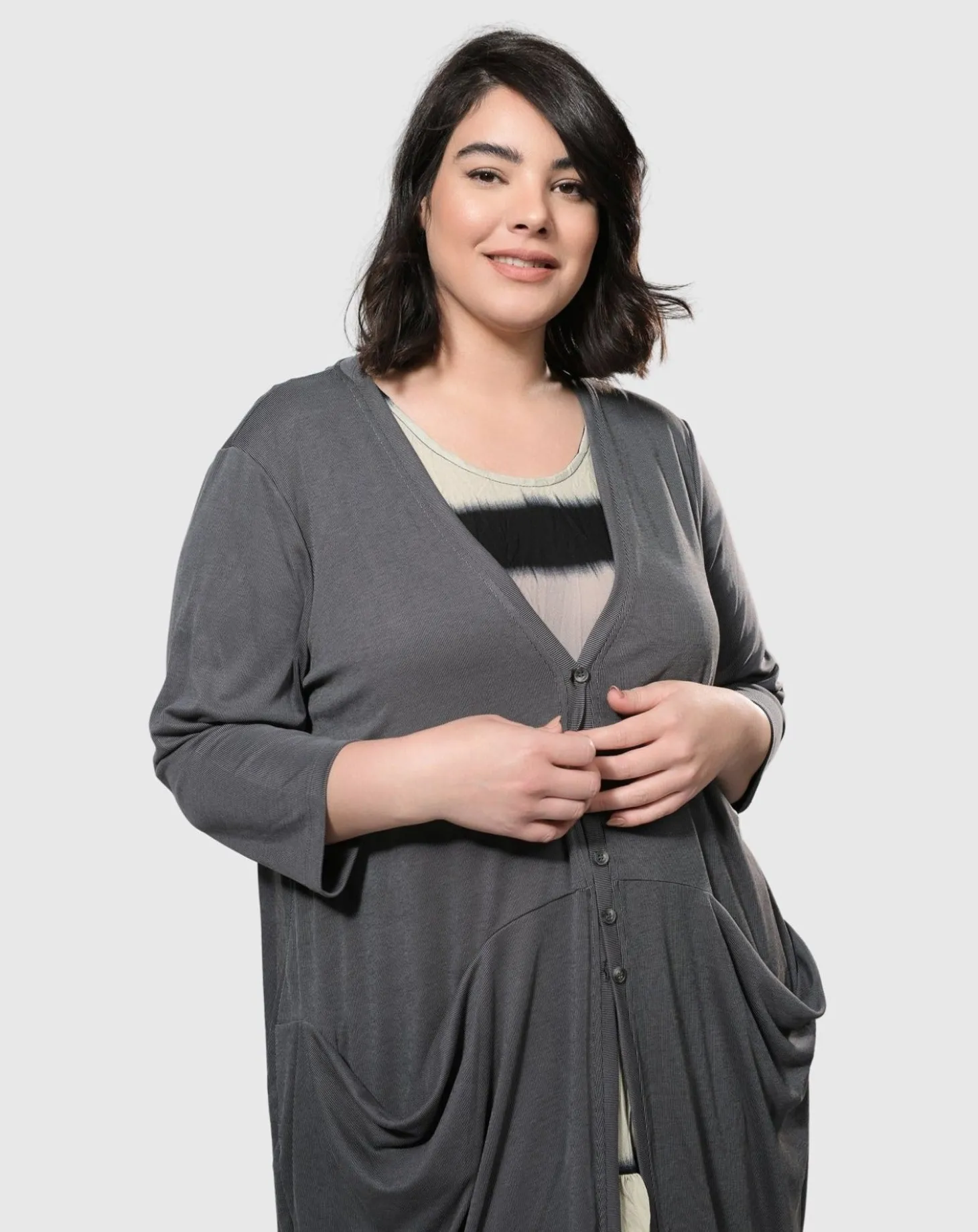 Essential Draped Cocoon Jacket, Grey
