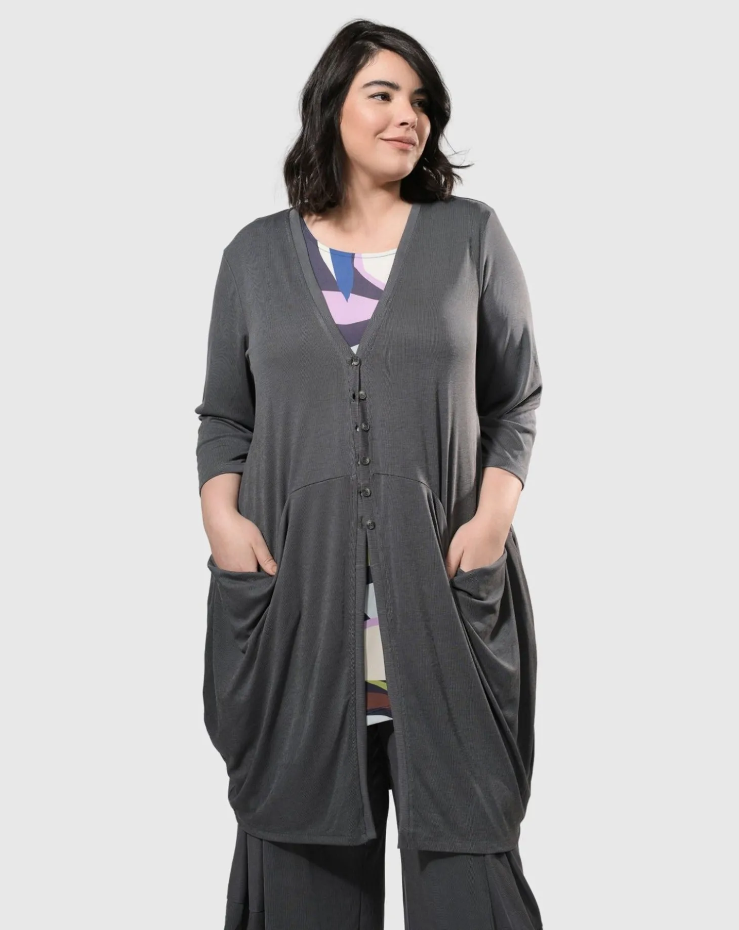Essential Draped Cocoon Jacket, Grey