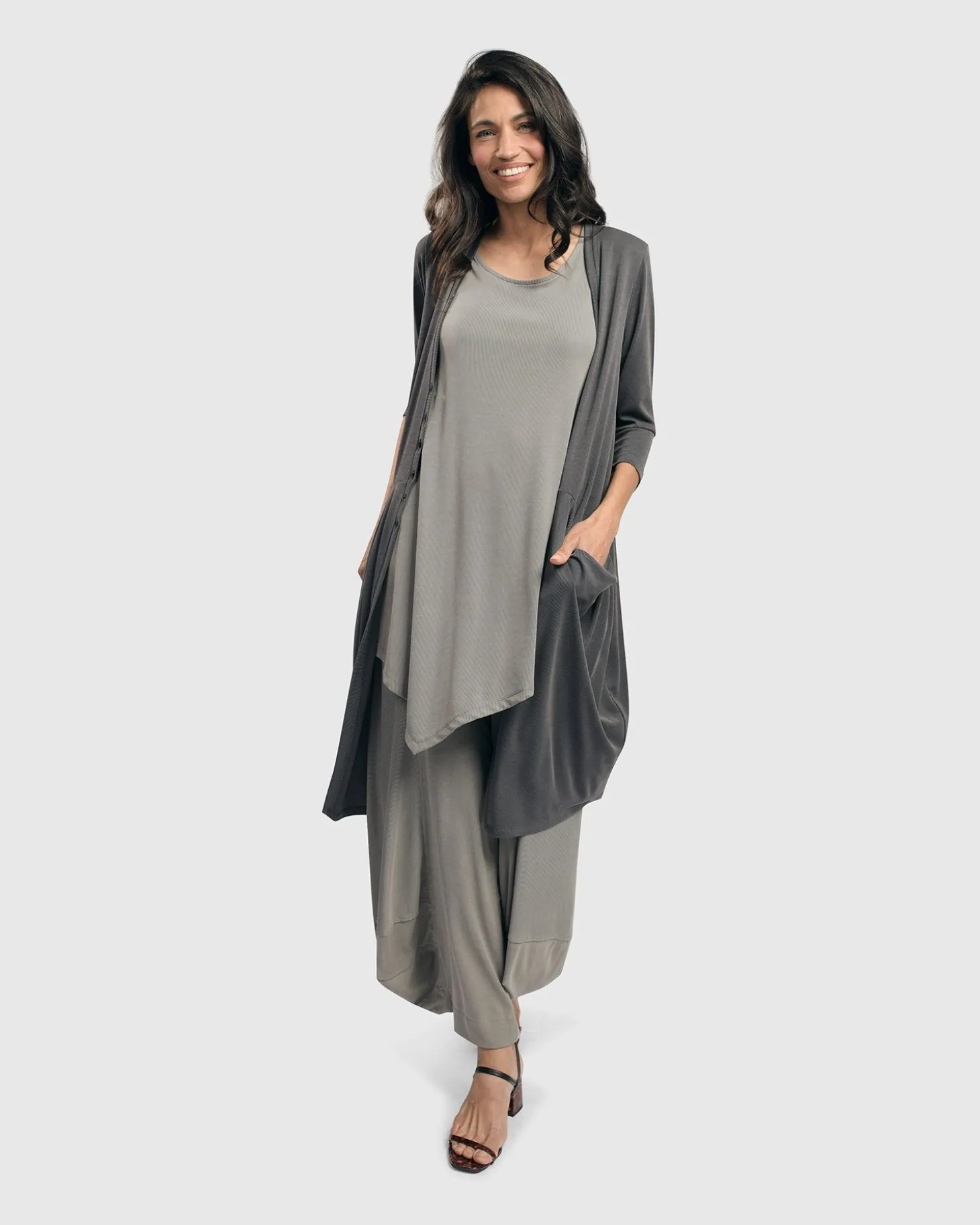 Essential Draped Cocoon Jacket, Grey