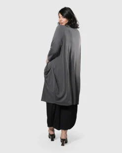 Essential Draped Cocoon Jacket, Grey