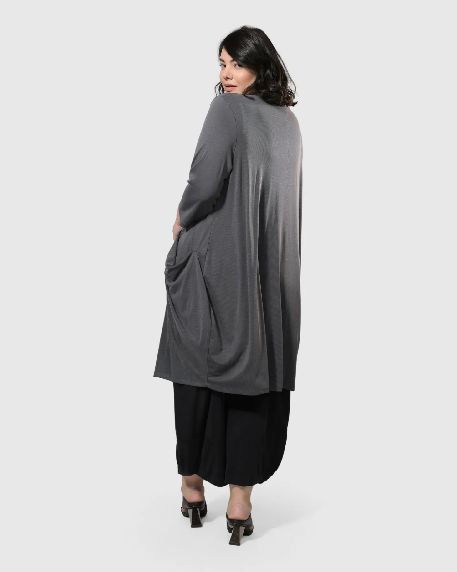 Essential Draped Cocoon Jacket, Grey