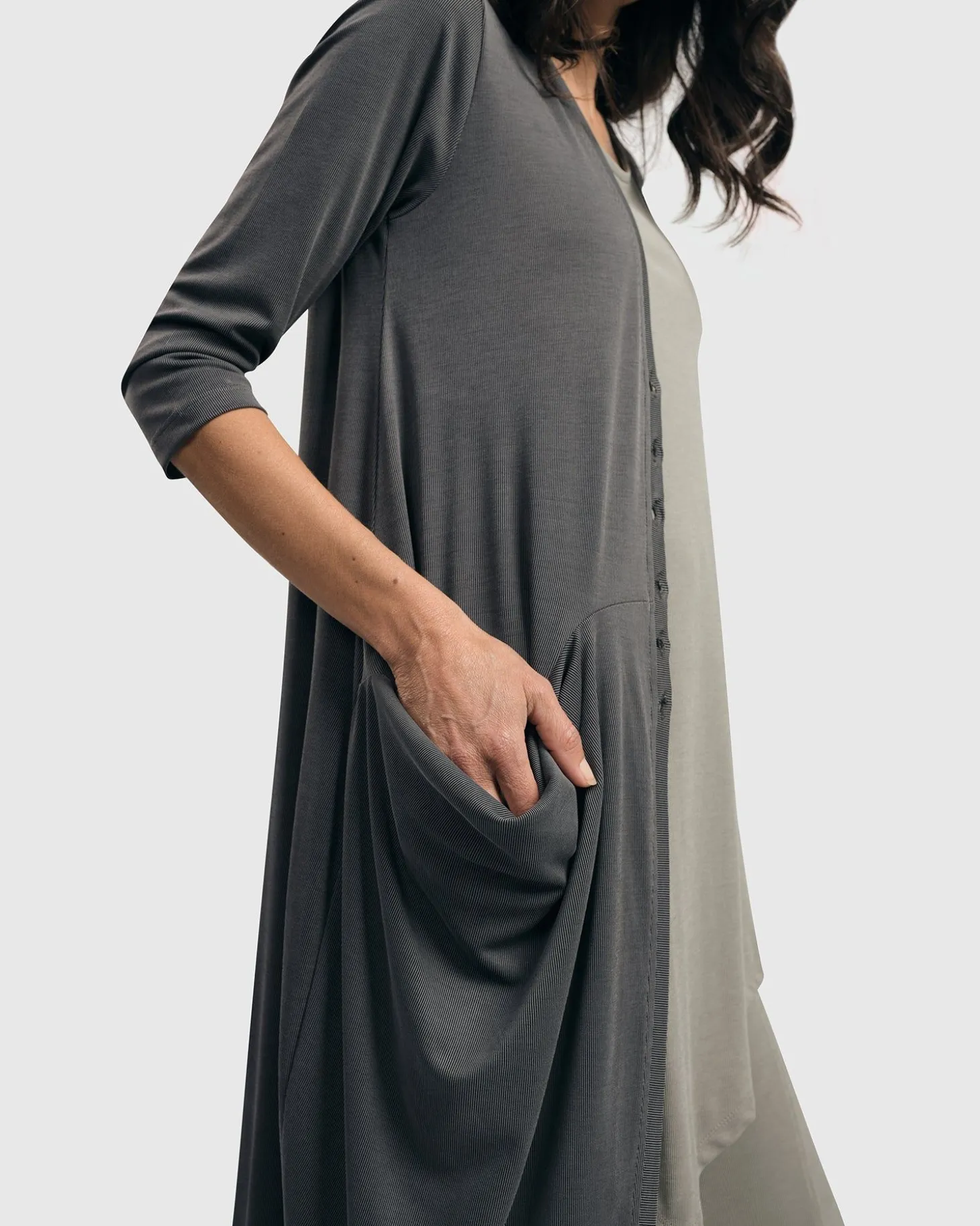Essential Draped Cocoon Jacket, Grey