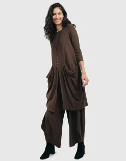 Essential Draped Cocoon Jacket, Coffee