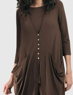 Essential Draped Cocoon Jacket, Coffee