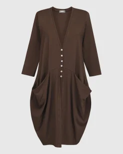 Essential Draped Cocoon Jacket, Coffee