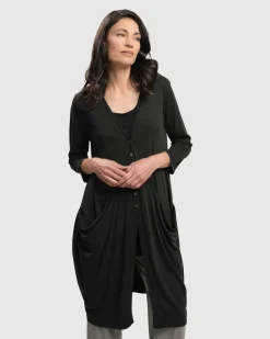Essential Draped Cocoon Jacket, Charcoal