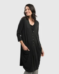 Essential Draped Cocoon Jacket, Charcoal