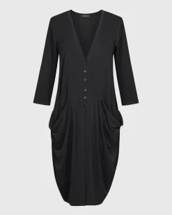 Essential Draped Cocoon Jacket, Charcoal