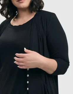 Essential Draped Cocoon Jacket, Black