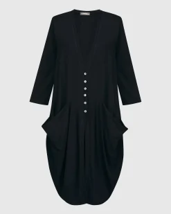Essential Draped Cocoon Jacket, Black