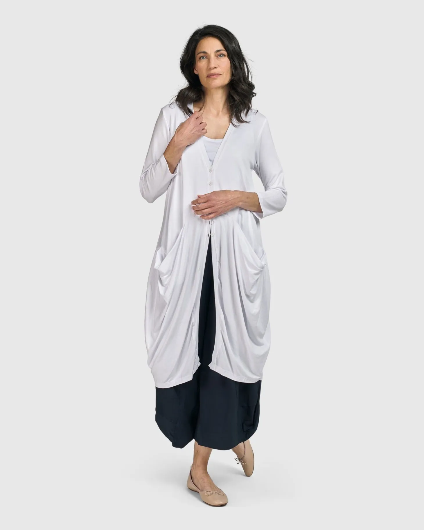 Essential Draped Cocoon Jacket, White