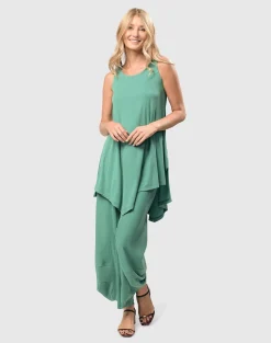 Essential Go-To Cupro Punto Pants, Seafoam