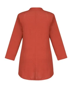 Essential Linen V-Neck Top, Orange