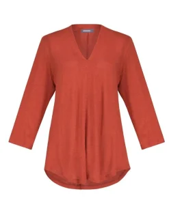 Essential Linen V-Neck Top, Orange