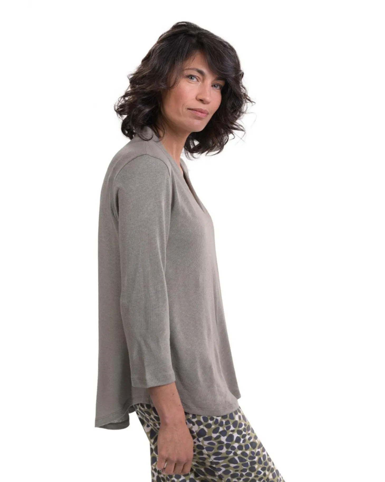 Essential Linen V-Neck Top, Sage