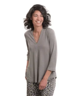 Essential Linen V-Neck Top, Sage