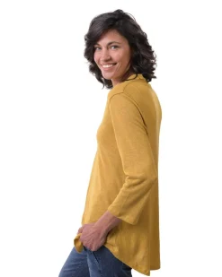 Essential Linen V-Neck Top, Yellow