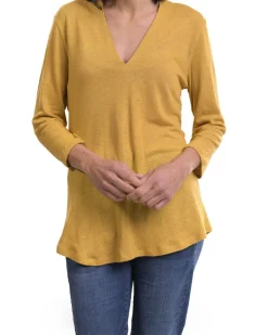 Essential Linen V-Neck Top, Yellow