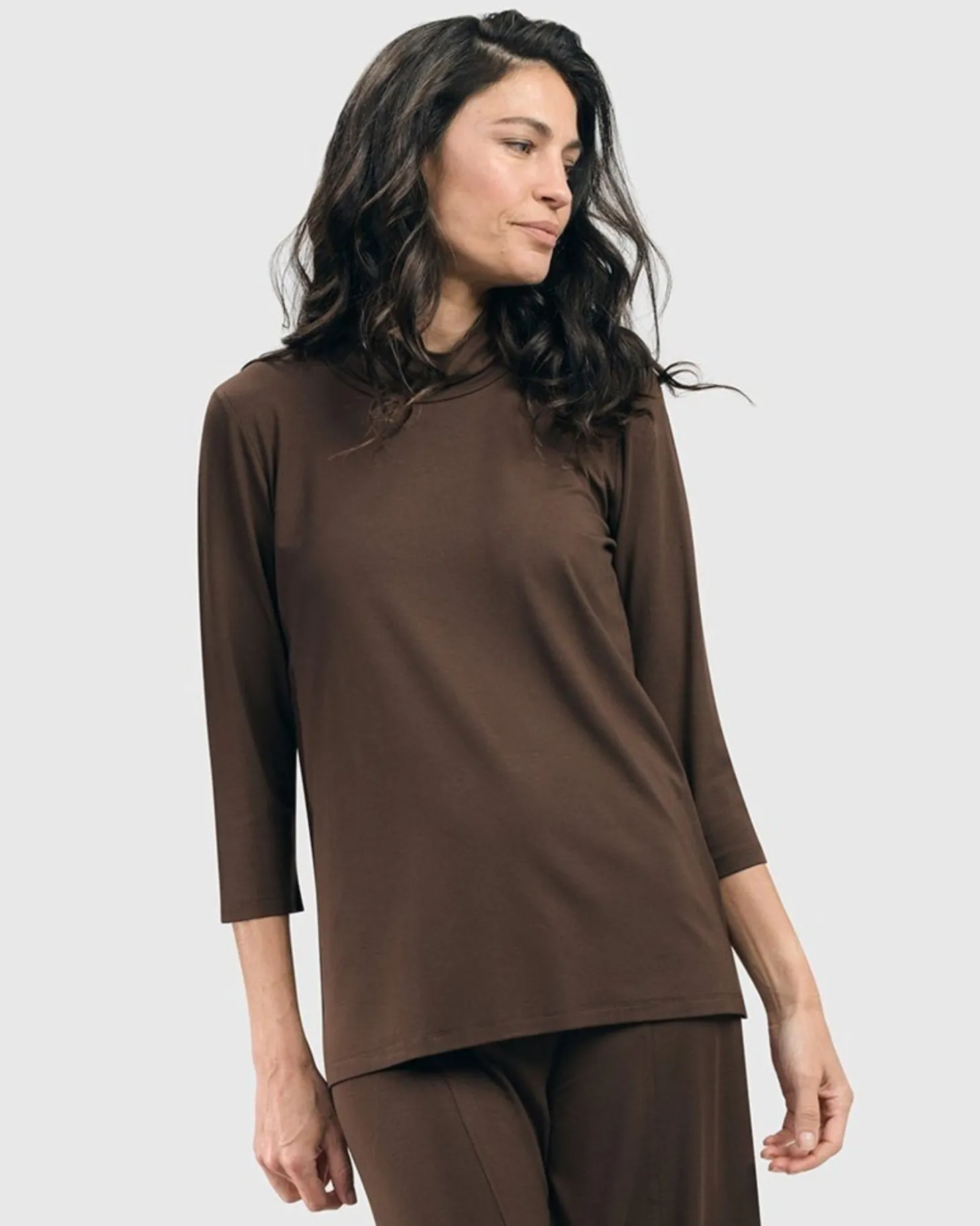 Essential Mockneck Top, Coffee