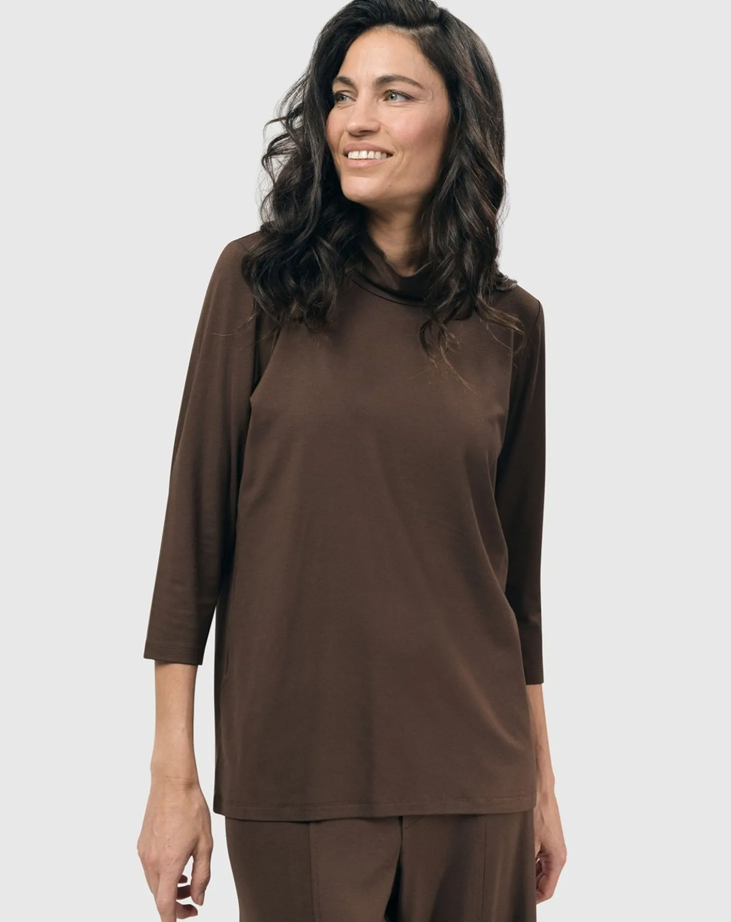 Essential Mockneck Top, Coffee