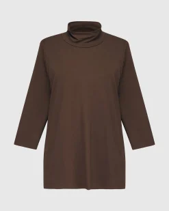Essential Mockneck Top, Coffee