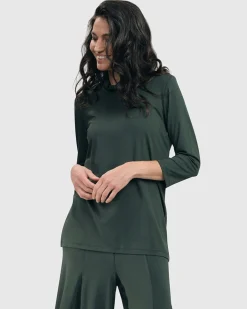 Essential Mockneck Top, Green