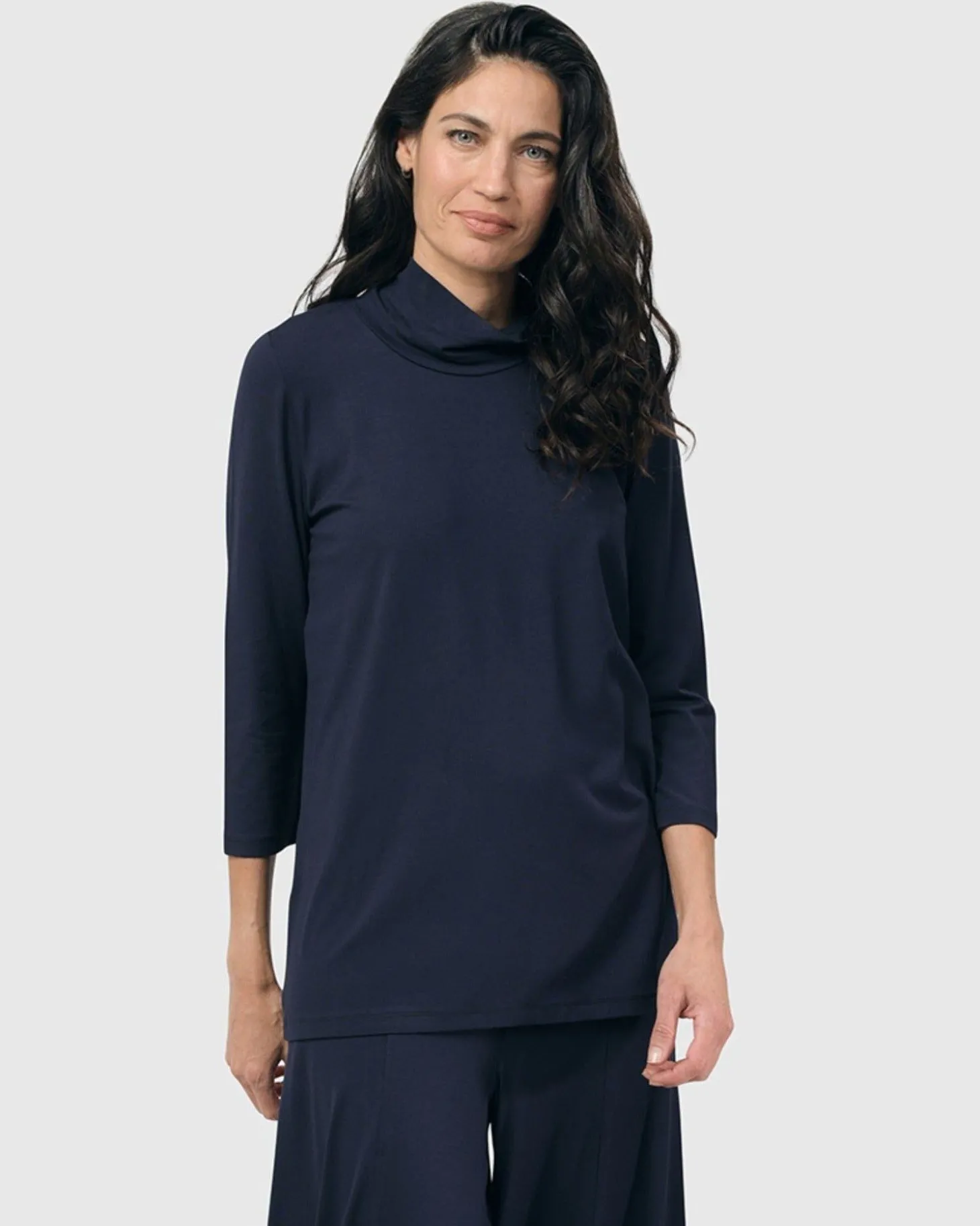 Essential Mockneck Top, Navy