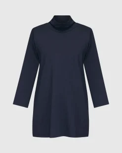 Essential Mockneck Top, Navy