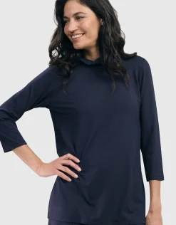 Essential Mockneck Top, Navy