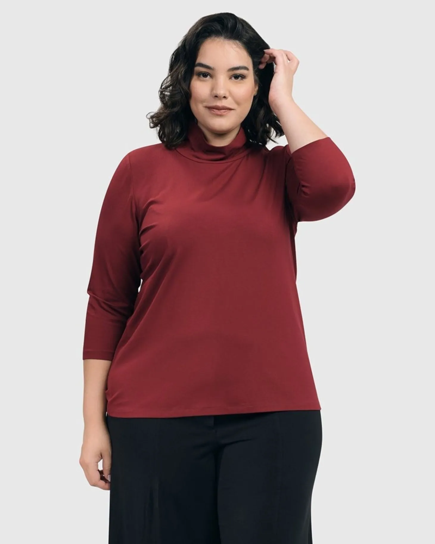 Essential Mockneck Top, Plum