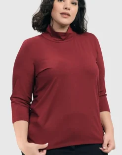 Essential Mockneck Top, Plum