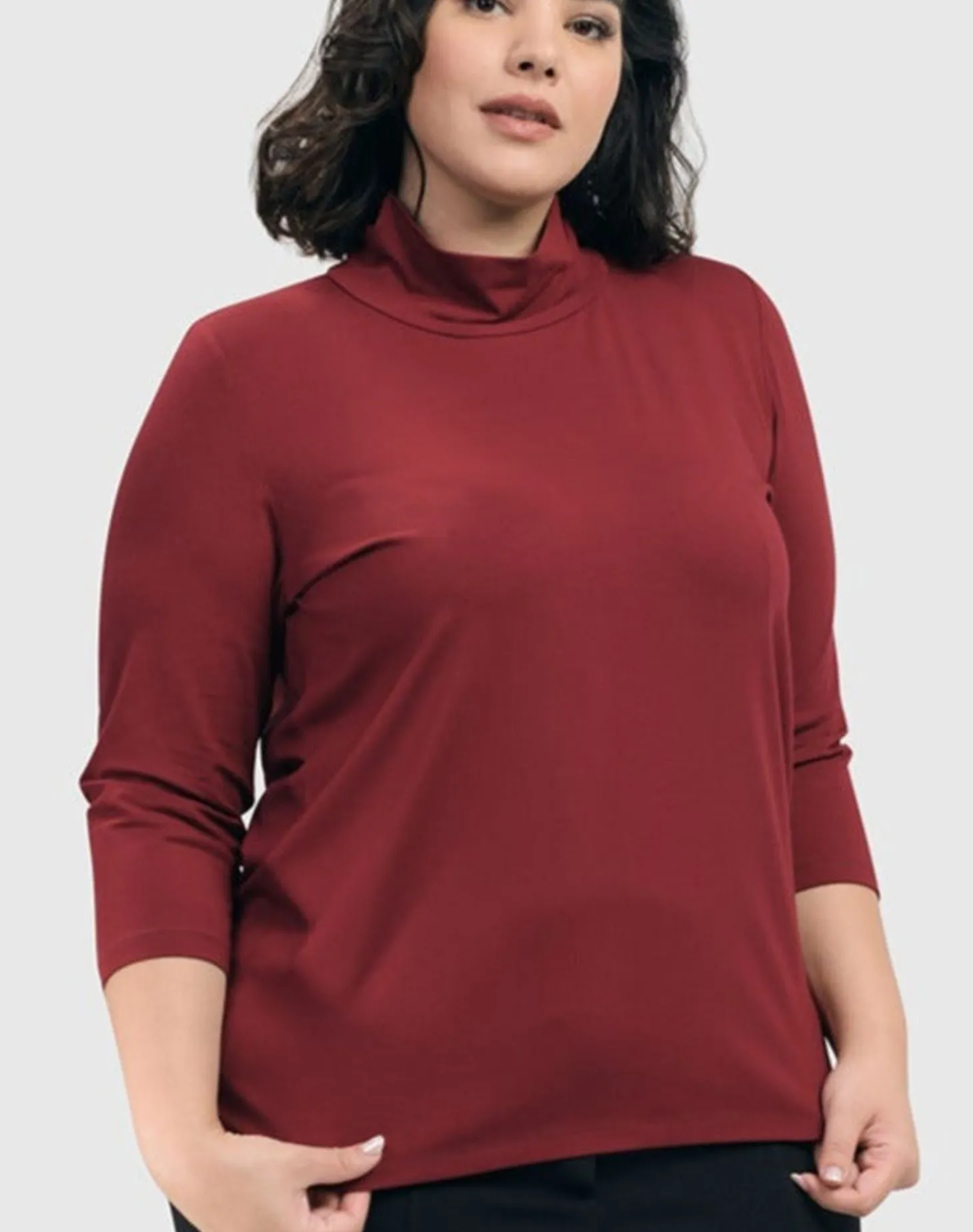 Essential Mockneck Top, Plum