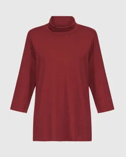 Essential Mockneck Top, Plum