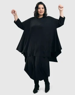 Essential Oversized Trapeze Top, Black