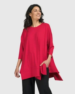 Essential Oversized Trapeze Top, Red Rose