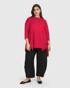 Essential Oversized Trapeze Top, Red Rose