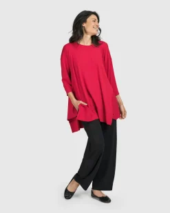 Essential Oversized Trapeze Top, Red Rose