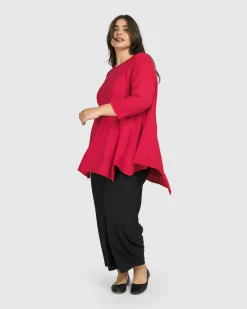 Essential Oversized Trapeze Top, Red Rose