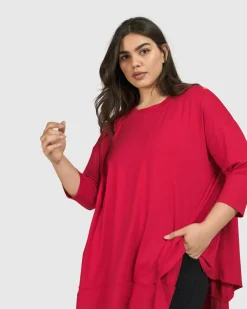 Essential Oversized Trapeze Top, Red Rose