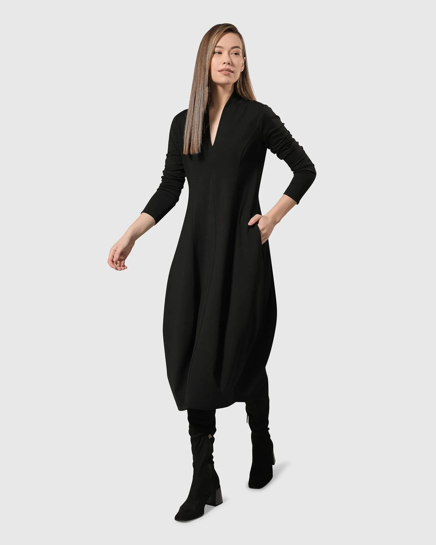 Essential Pockets Cocoon Dress, Black