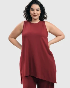 Essential Sleeveless Tunic Top, Plum