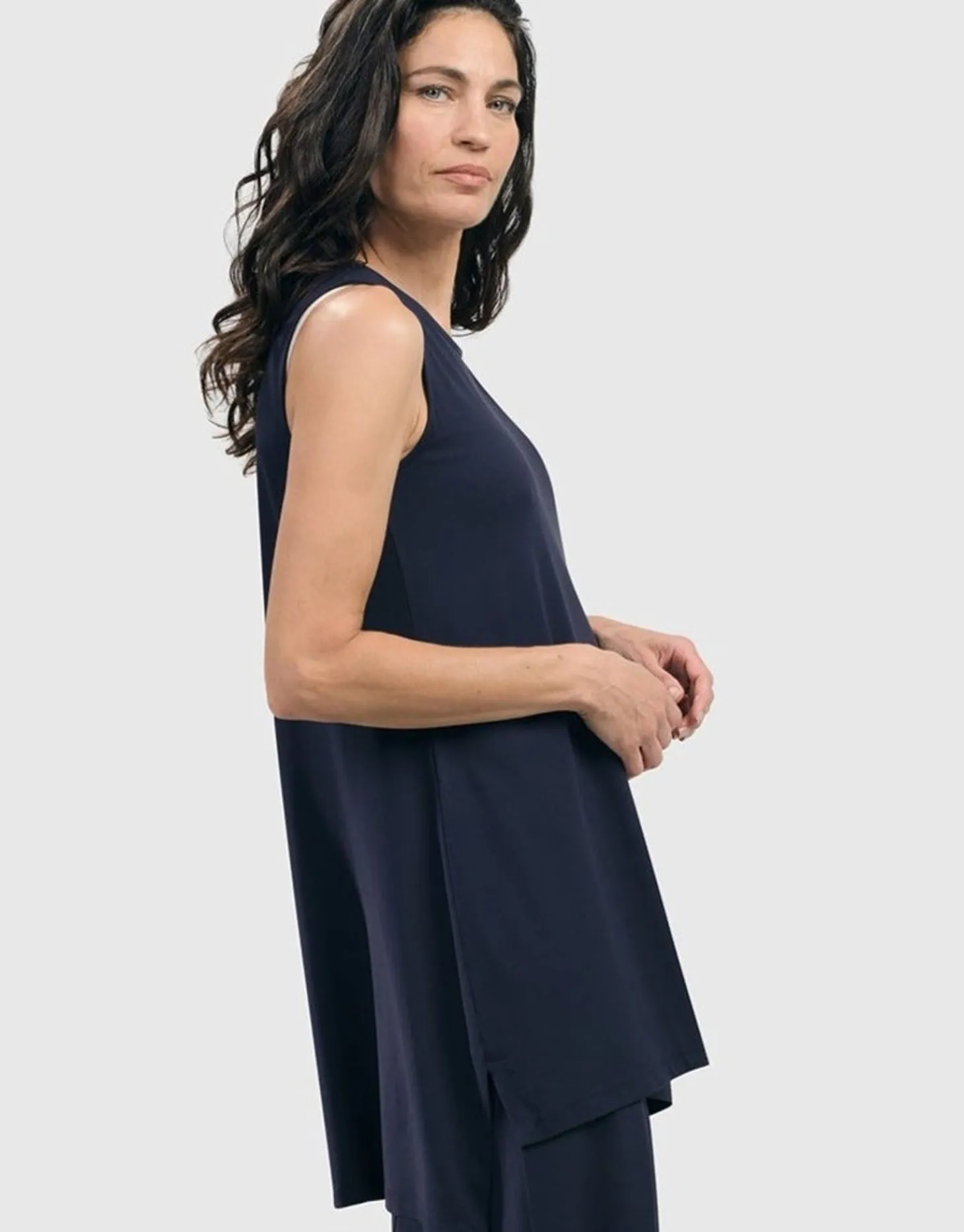 Essential Sleeveless Tunic Top, Navy
