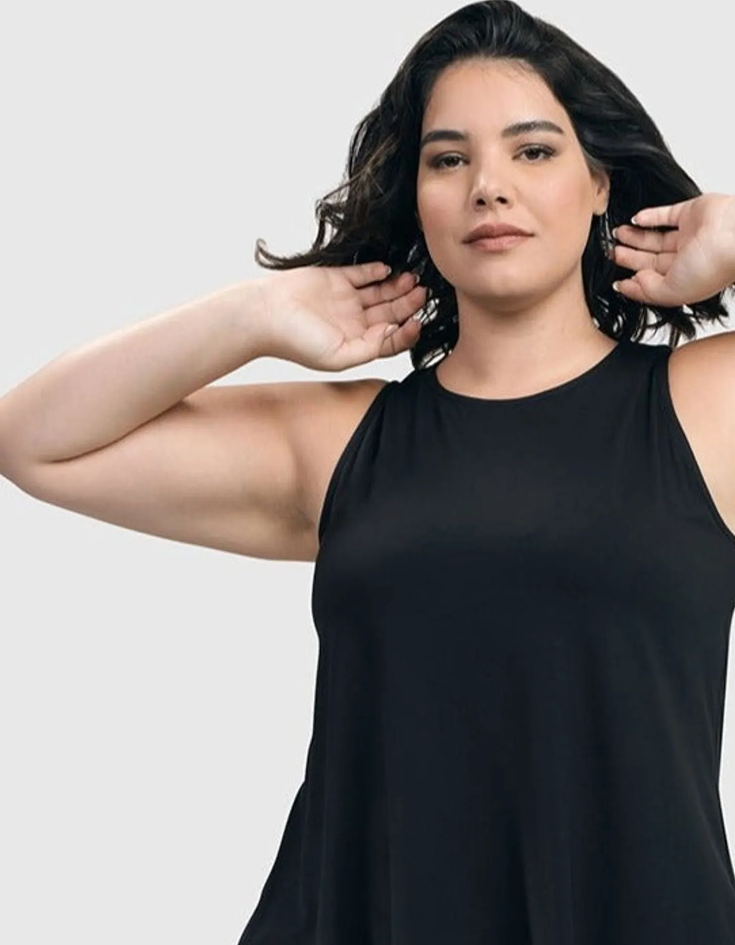 Essential Sleeveless Tunic Top, Black