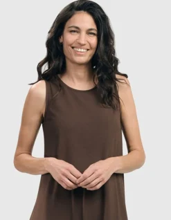 Essential Sleeveless Tunic Top, Coffee