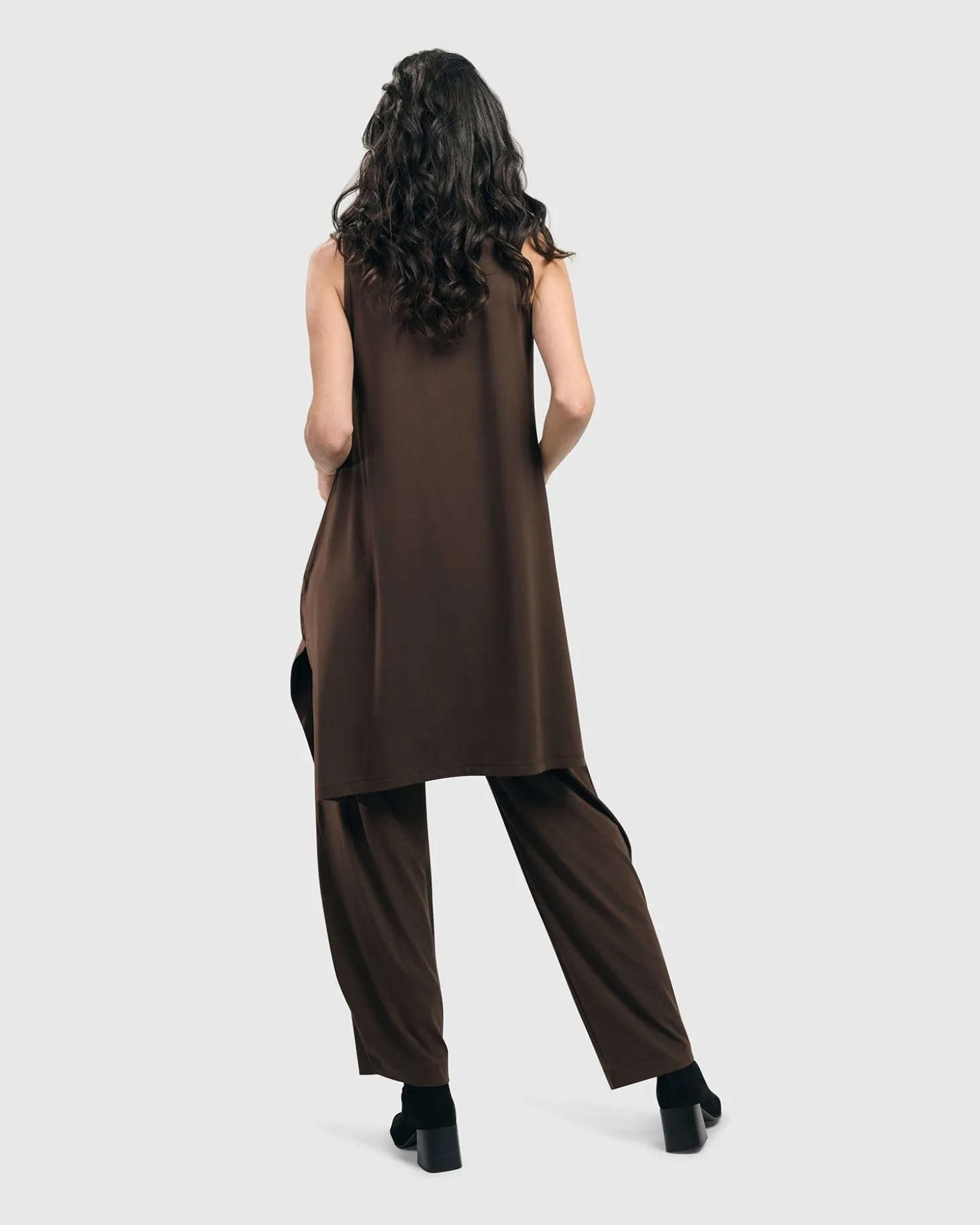 Essential Sleeveless Tunic Top, Coffee