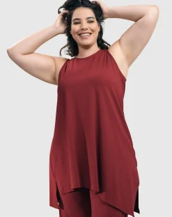 Essential Sleeveless Tunic Top, Plum