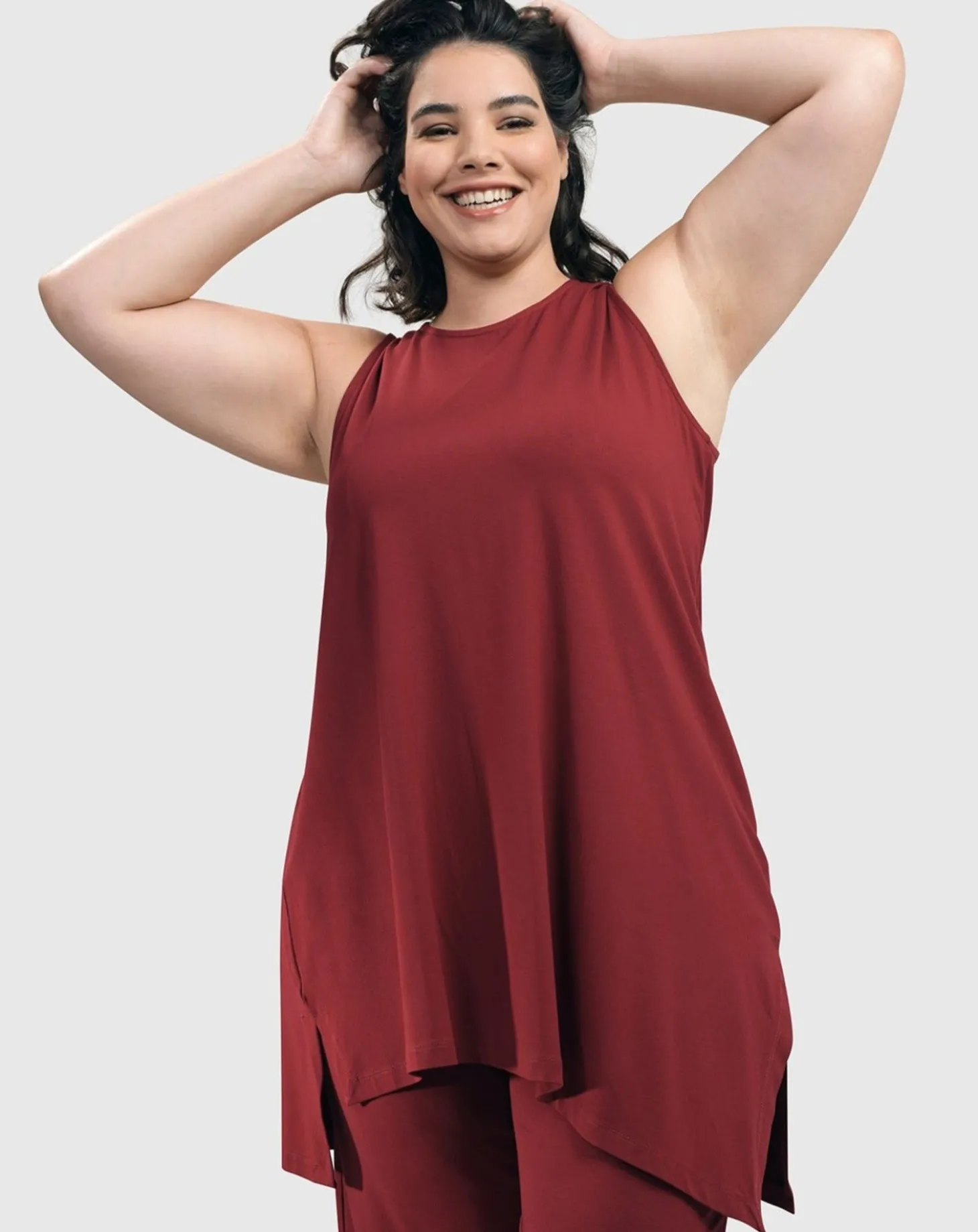 Essential Sleeveless Tunic Top, Plum