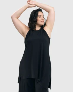 Essential Sleeveless Tunic Top, Black