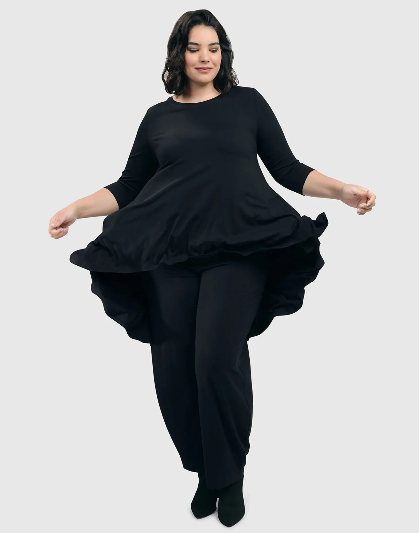 Essential Swing Tunic Top, Black