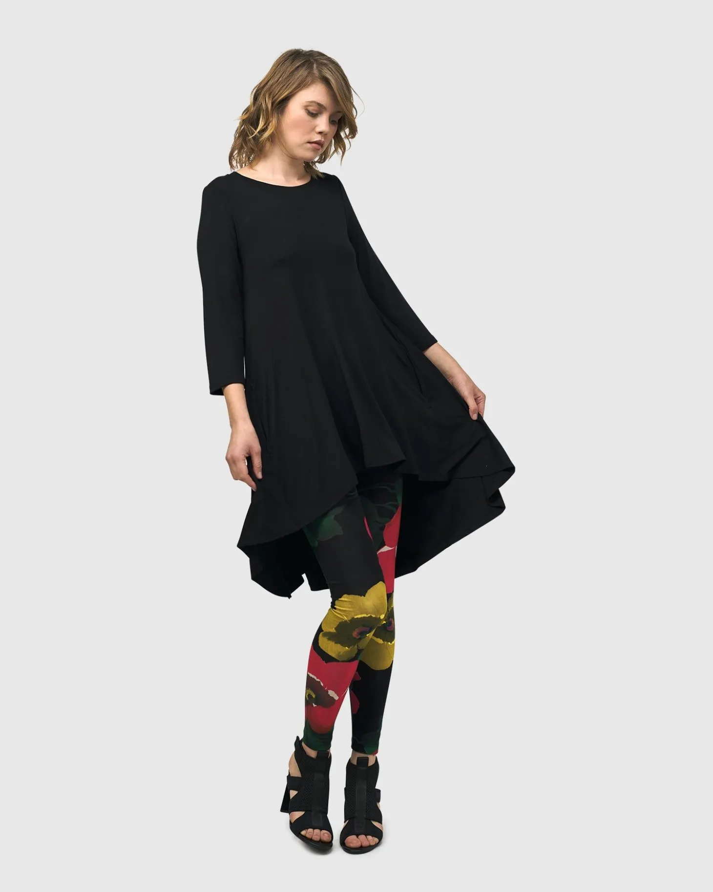 Essential Swing Tunic Top, Black
